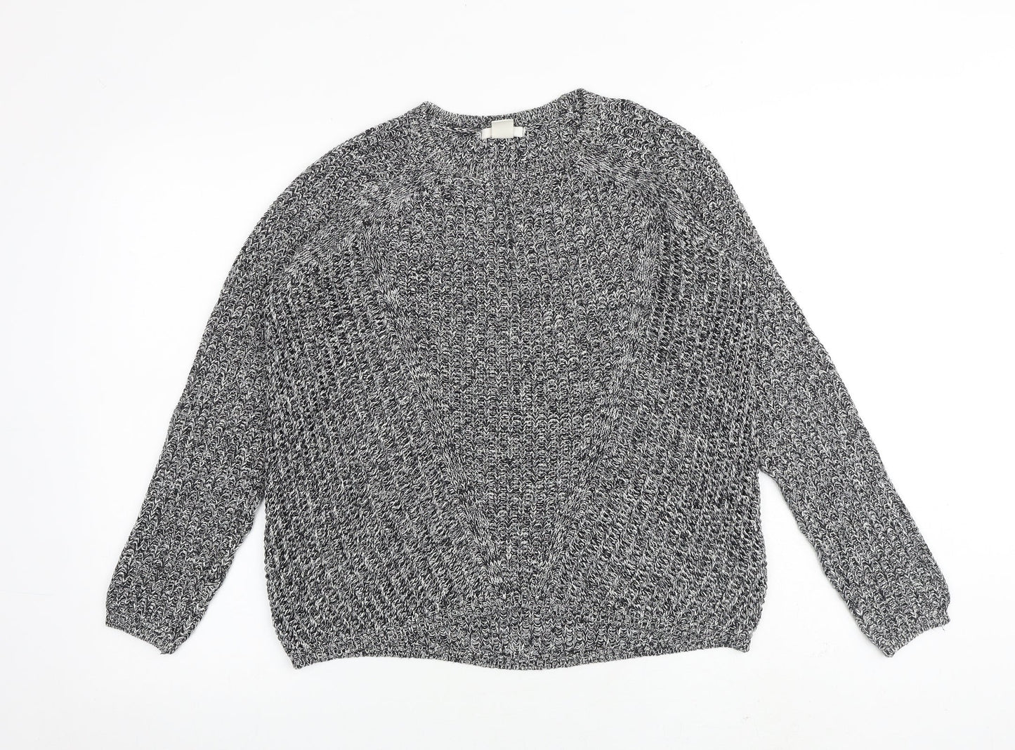 H&M Womens Black Round Neck Cotton Pullover Jumper Size S