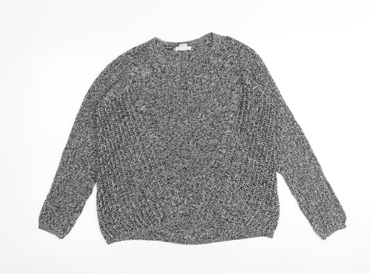 H&M Womens Black Round Neck Cotton Pullover Jumper Size S