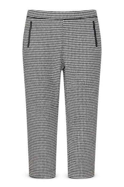 Oasis Womens Black Geometric Polyester Chino Trousers Size 16 L24 in Regular Zip