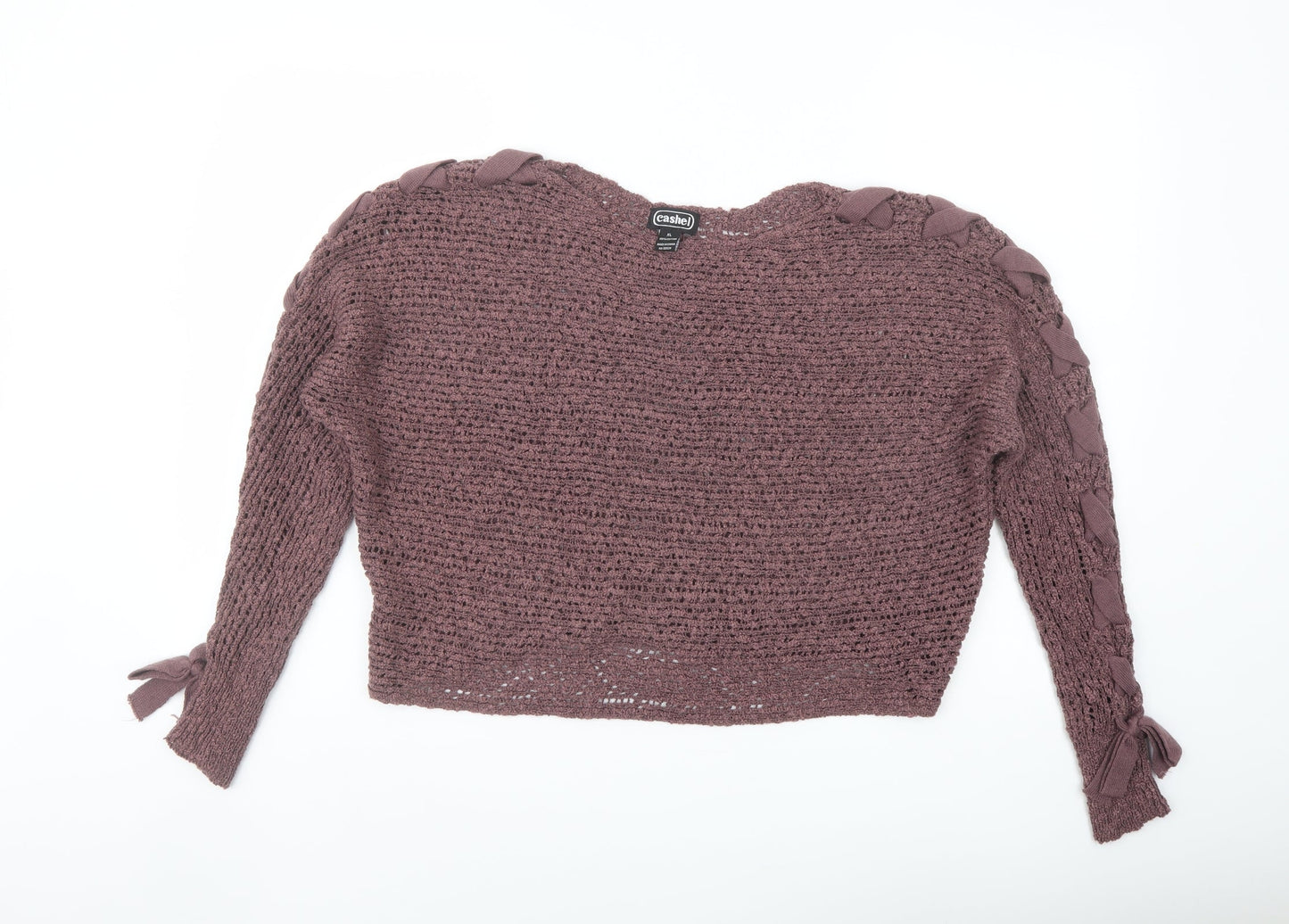 Cashel Womens Purple Boat Neck Acrylic Pullover Jumper Size XL