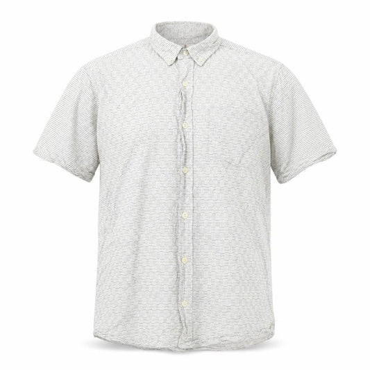 Next Mens White Striped Cotton Button-Up Size L Collared Button