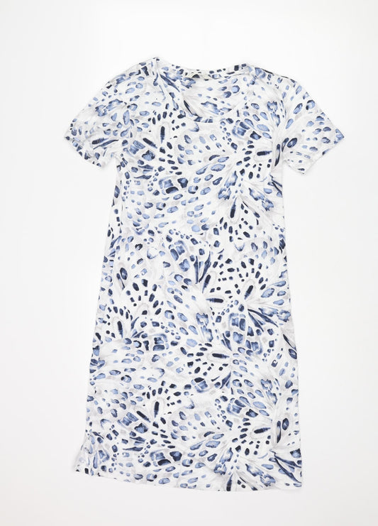 Marks and Spencer Womens Blue Geometric Cotton Top Dress Size XS
