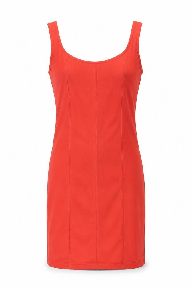 Stradivarius Womens Red Polyester Tank Dress Size S Scoop Neck Pullover