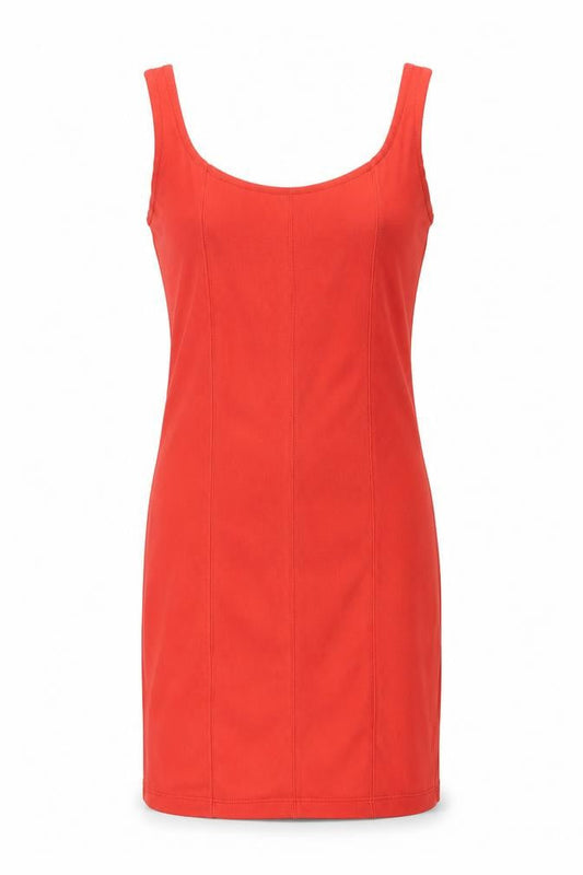 Stradivarius Womens Red Polyester Tank Dress Size S Scoop Neck Pullover