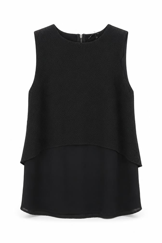 Warehouse Womens Black Polyester Camisole Blouse Size 10 Round Neck - Layered