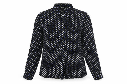 Next Womens Black Geometric Viscose Basic Button-Up Size 10 Collared