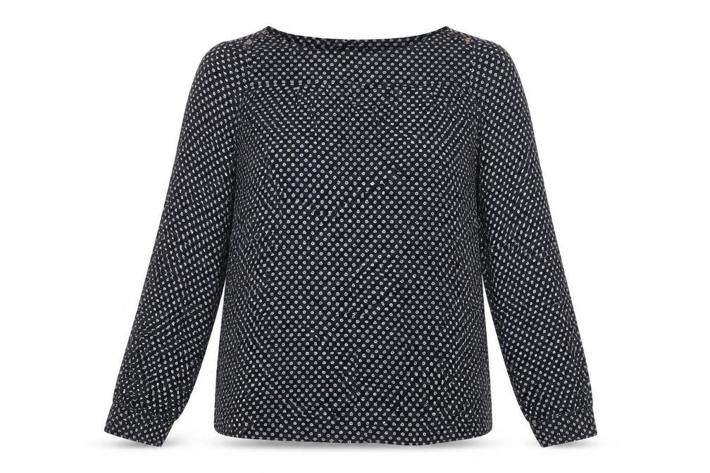 Hartford Womens Blue Geometric Viscose Basic Blouse Size 12 Boat Neck