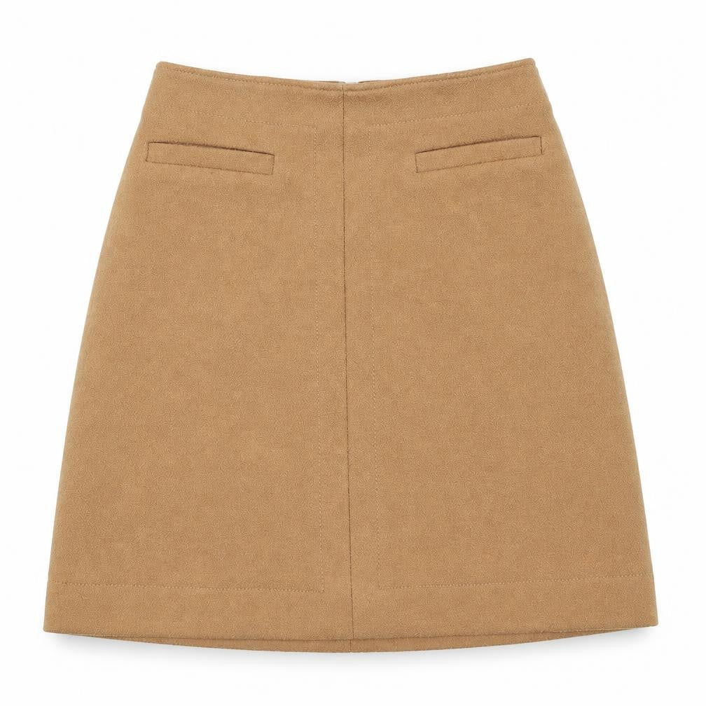 H&M Womens Brown Polyester A-Line Skirt Size 8 Zip