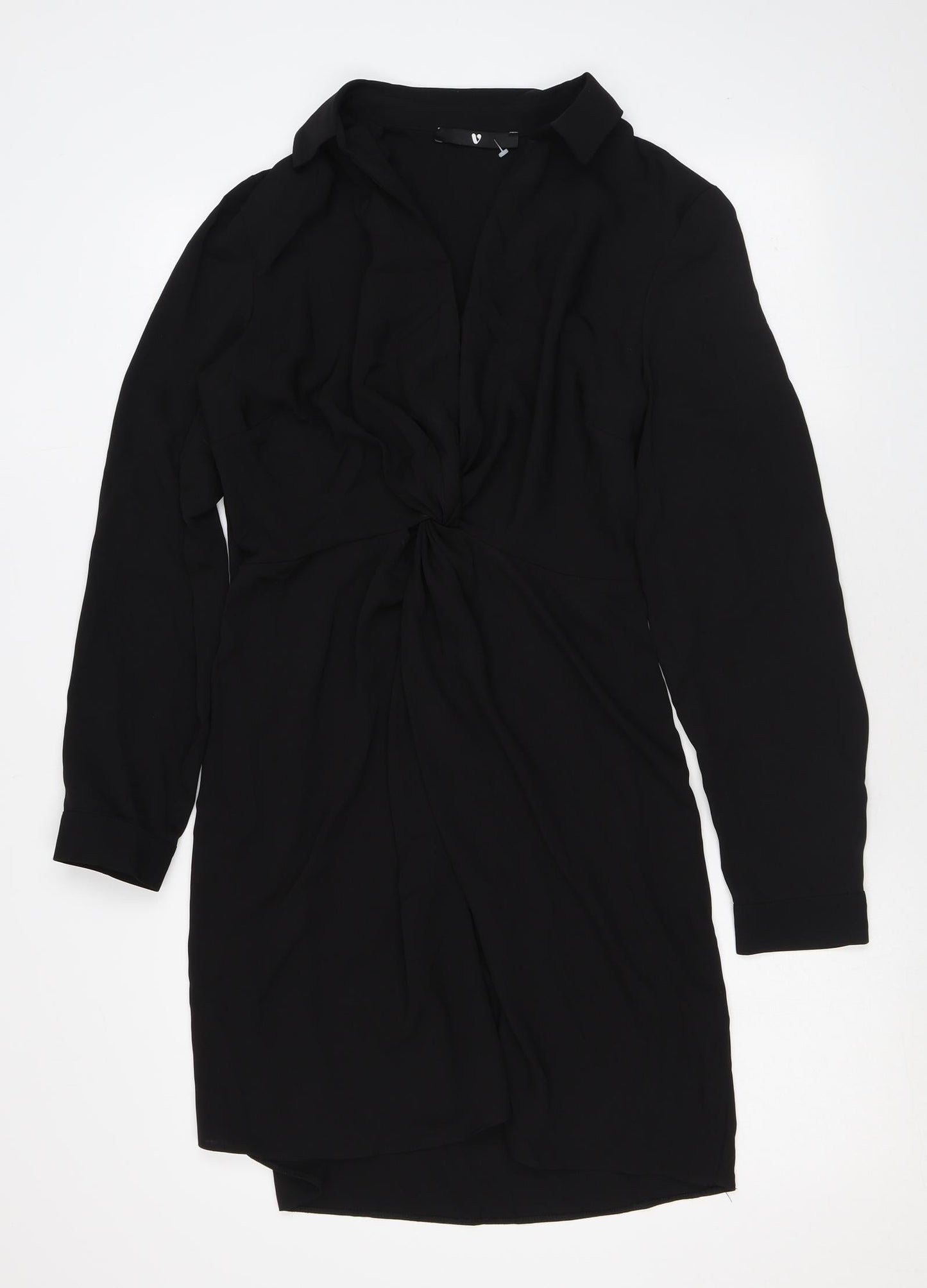 Very Womens Black Polyester Mini Size 12 Collared Zip