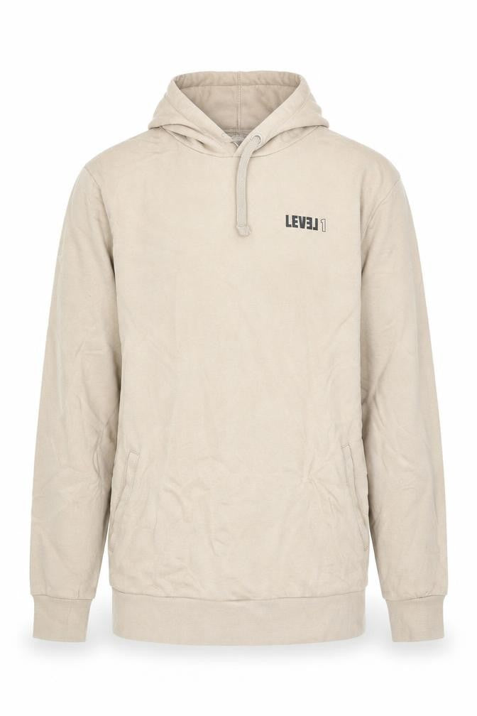 Level1 Mens Beige Cotton Pullover Hoodie Size M