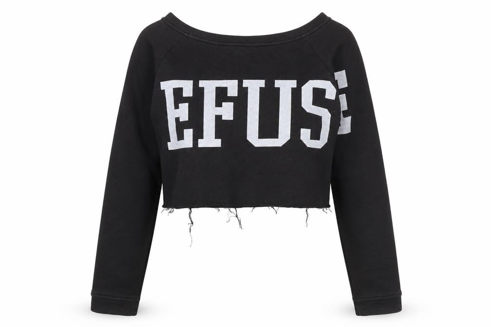 Bershka Womens Black Cotton Pullover Sweatshirt Size S Pullover - Cropped Raw Hem