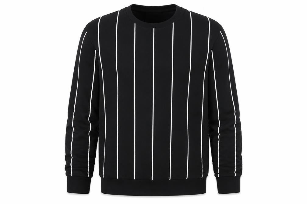 Zara Mens Black Striped Polyester Pullover Sweatshirt Size S