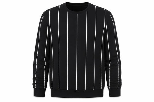 Zara Mens Black Striped Polyester Pullover Sweatshirt Size S