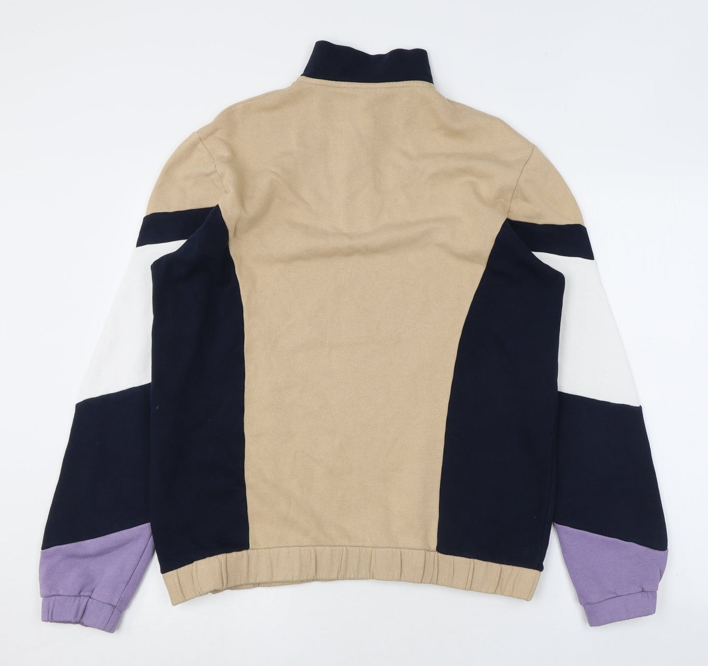 ASOS Womens Beige Colourblock Cotton Pullover Sweatshirt Size M Zip - Half Zip
