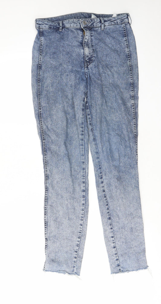 H&M Womens Blue Cotton Straight Jeans Size 27 in L28 in Regular Zip - Pockets, Belt Loops