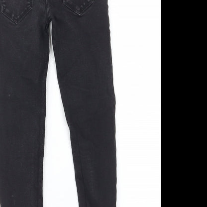 Brand and care label for Denim & Co. girls’ black cotton skinny jeans, size 8-9, years regular zip - pockets, belt loops