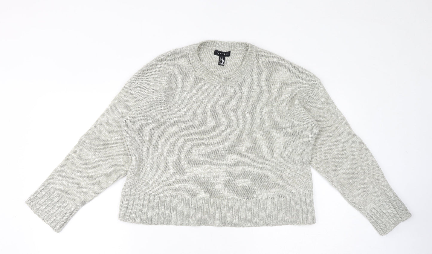 New Look Womens Grey Crew Neck Acrylic Pullover Jumper Size S