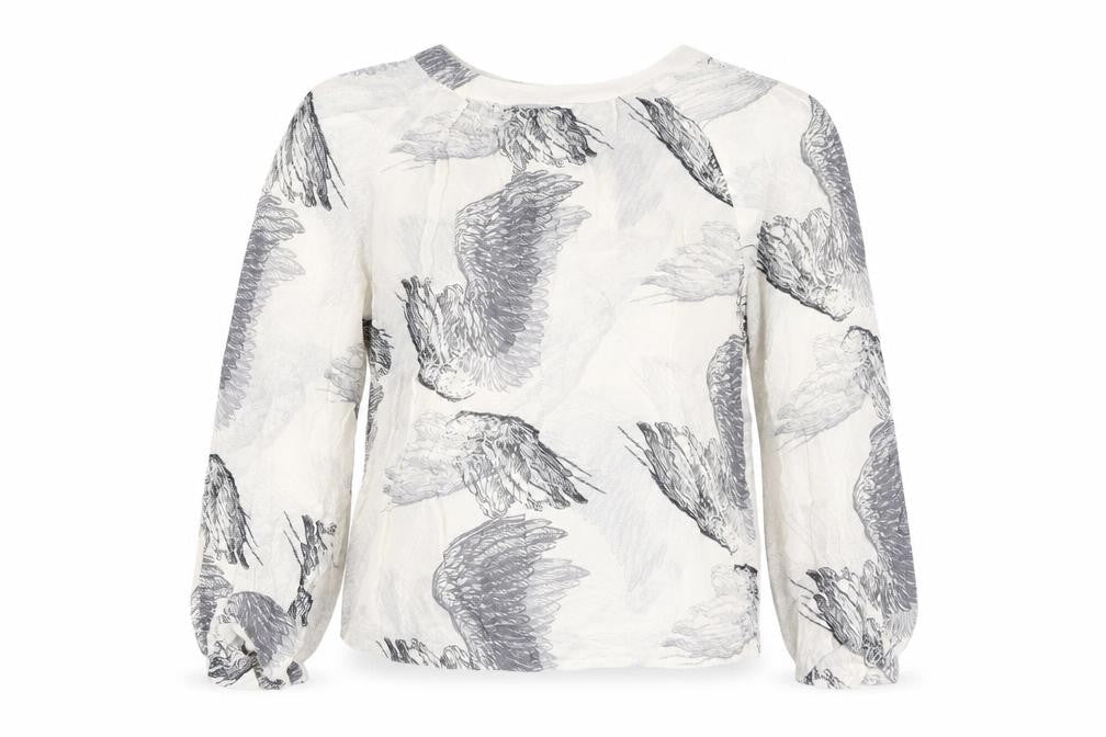 Topshop Womens Grey Geometric Viscose Basic Blouse Size 14 Round Neck - Backless Feathers