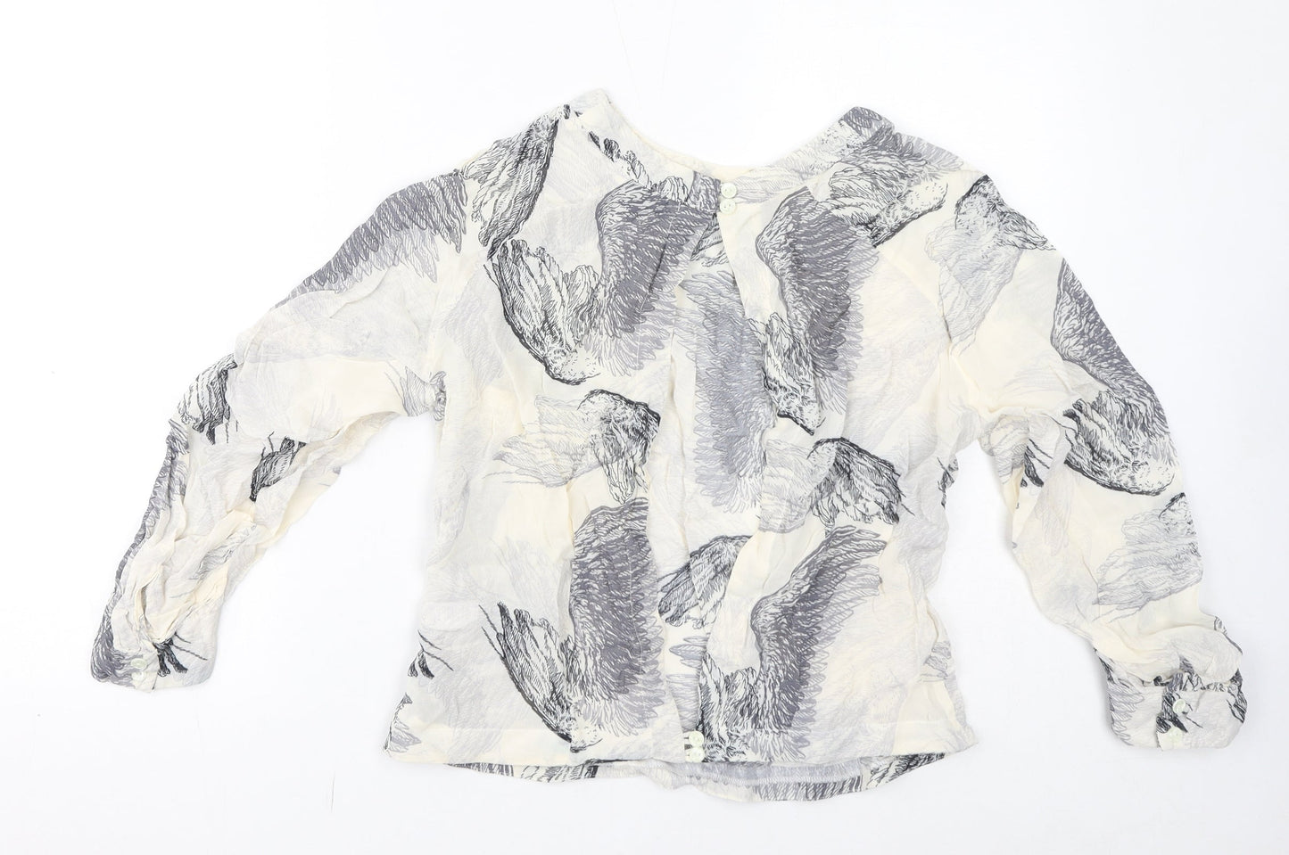 Topshop Womens Grey Geometric Viscose Basic Blouse Size 14 Round Neck - Backless Feathers