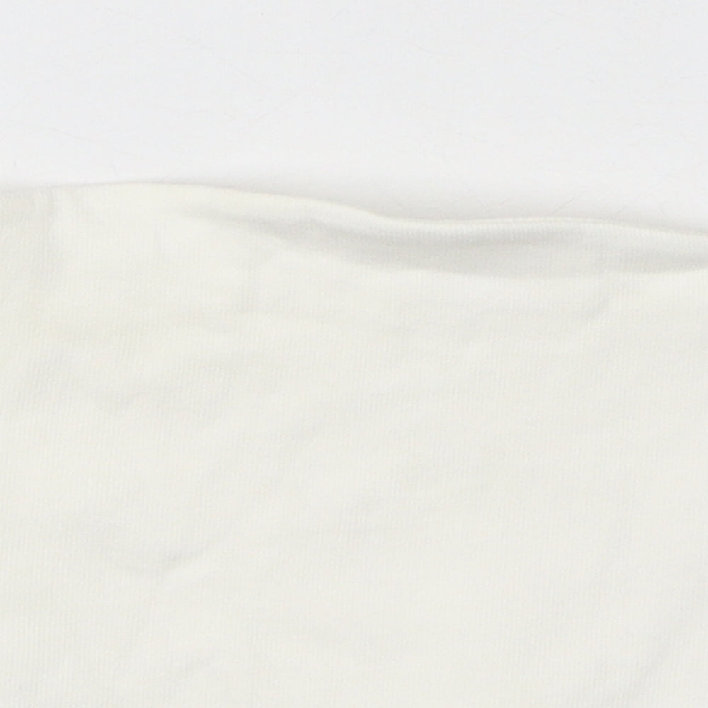 Zara Womens White Cotton Cropped T-Shirt Size L Off the Shoulder