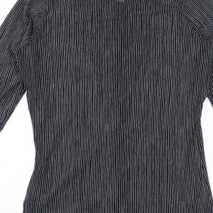Sandwich Womens Blue Striped Polyester Basic Blouse Size L Collared - Ruffle Detail