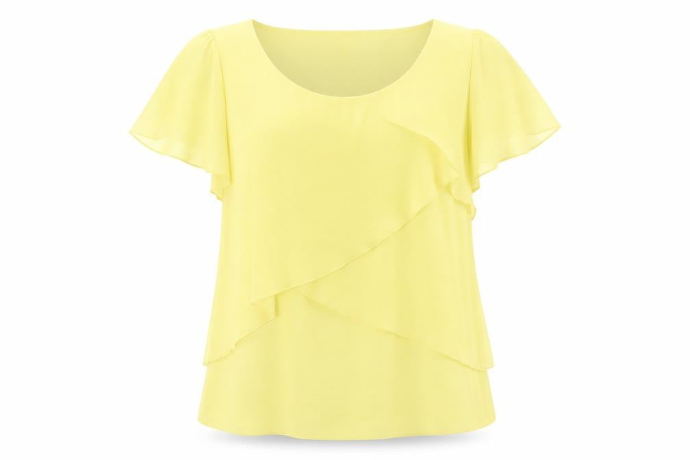 Evans Womens Yellow Polyester Basic T-Shirt Size 16 Scoop Neck