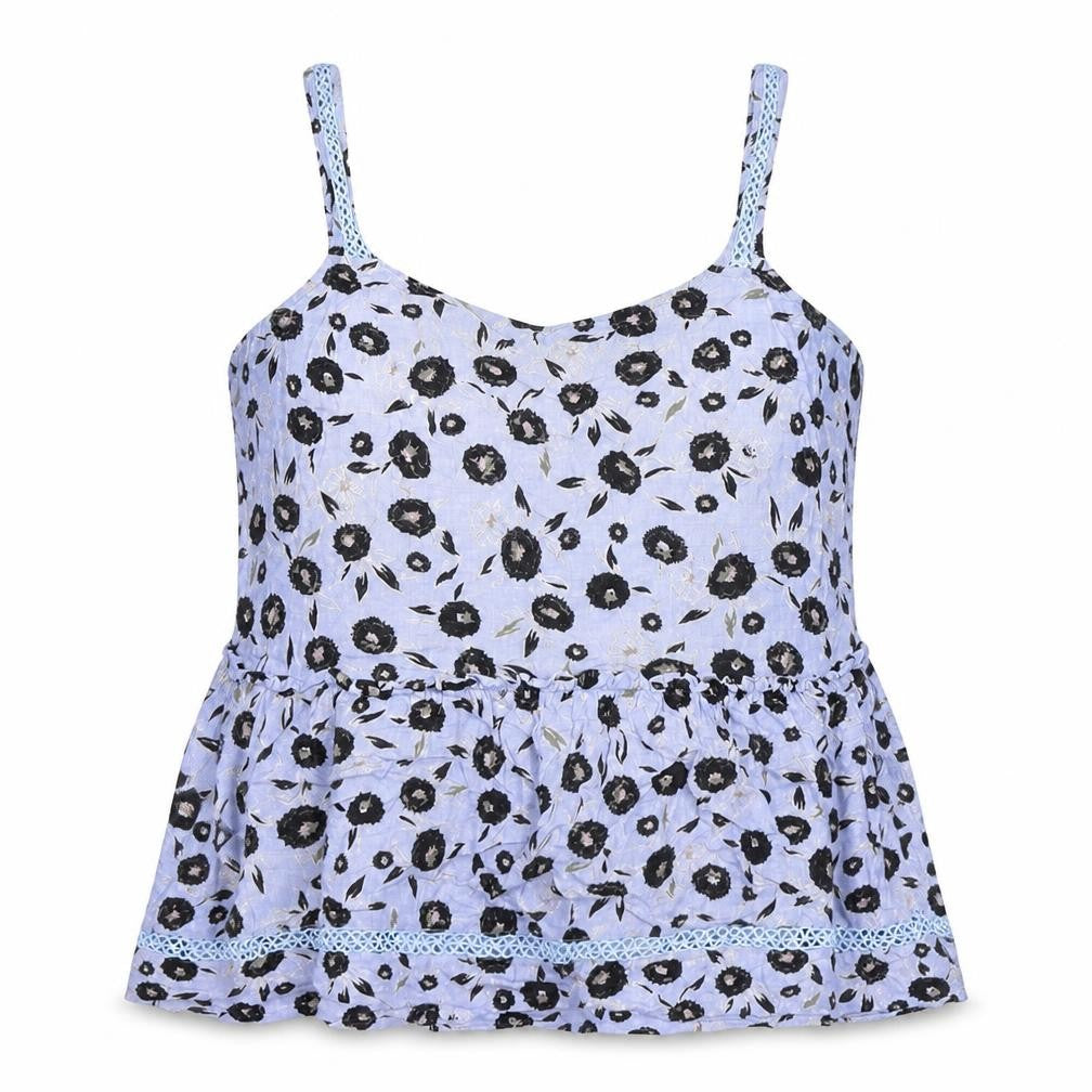 NEXT Womens Blue Floral Viscose Basic Tank Size 14 Square Neck