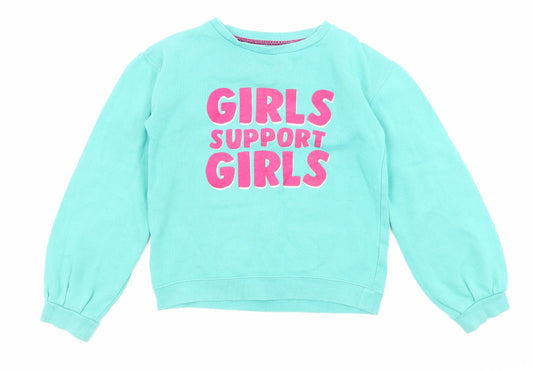 John Lewis Girls Green Cotton Pullover Sweatshirt Size 11 Years Pullover - Girls support girls