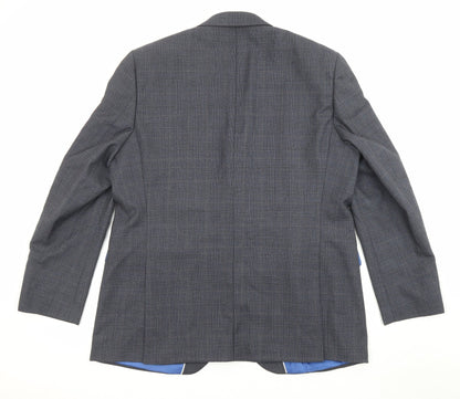 Chester Mens Blue Wool Jacket Suit Jacket Size 46 Regular