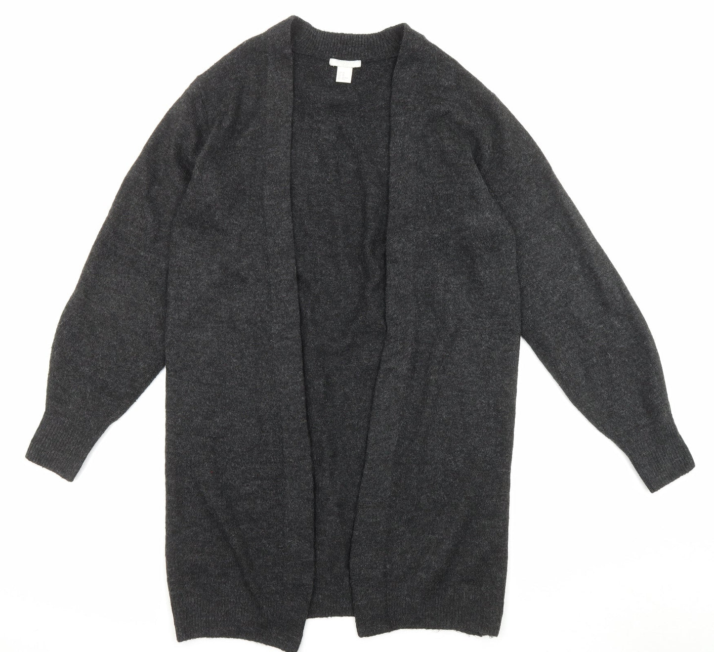 H&M Womens Black Round Neck Acrylic Cardigan Jumper Size XS - Open