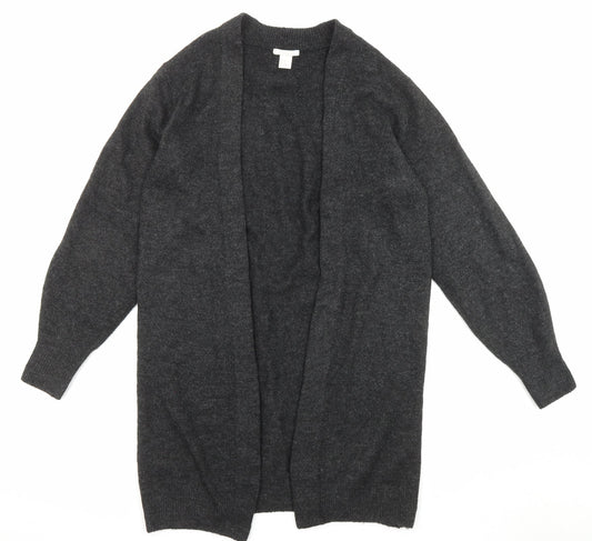 H&M Womens Black Round Neck Acrylic Cardigan Jumper Size XS - Open