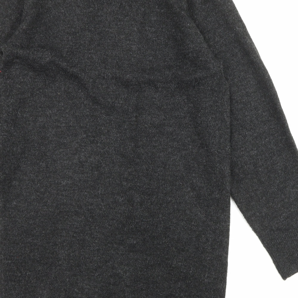 H&M Womens Black Round Neck Acrylic Cardigan Jumper Size XS - Open
