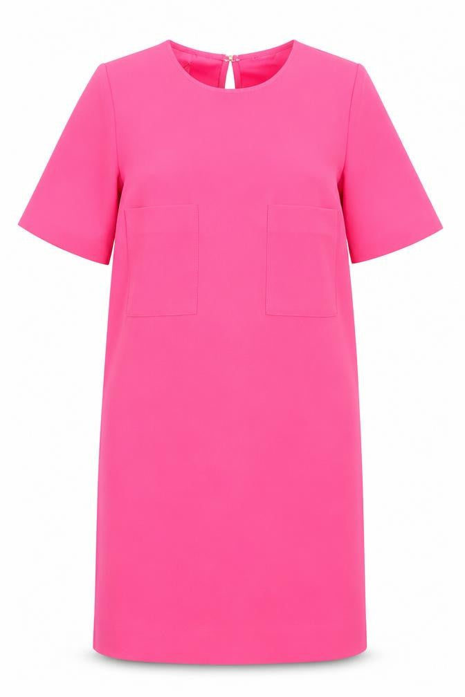 Mango Womens Pink Polyester Shift Size XS Scoop Neck Hook & Eye