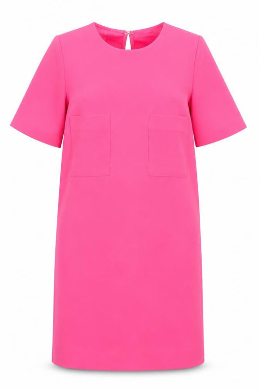 Mango Womens Pink Polyester Shift Size XS Scoop Neck Hook & Eye