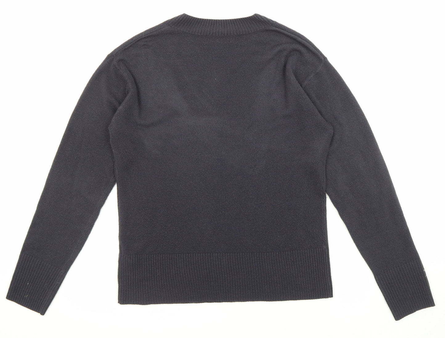 Marks and Spencer Womens Blue V-Neck Acrylic Pullover Jumper Size 12