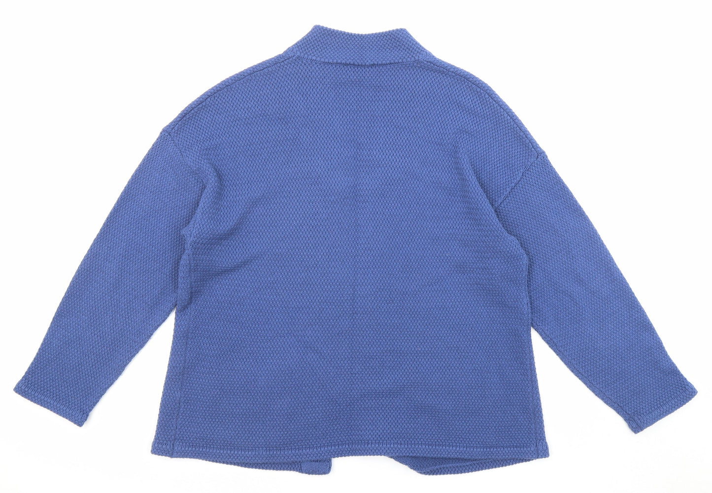 Marble Womens Blue Round Neck Cotton Cardigan Jumper Size 4 - Open