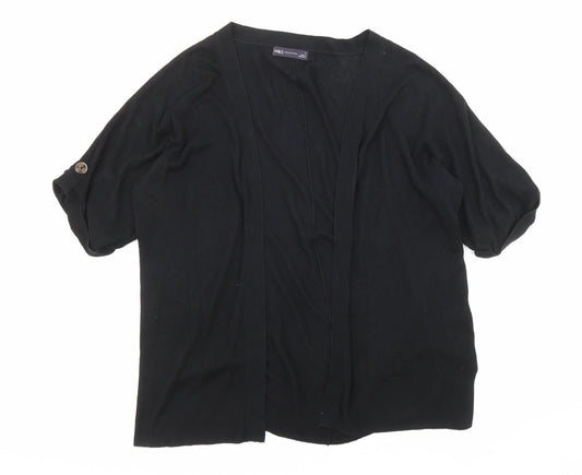 Marks and Spencer Womens Black Round Neck Viscose Cardigan Jumper Size S - Open