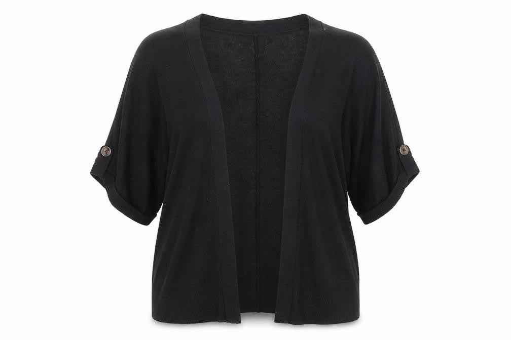 Marks & Spencer Womens Black Round Neck Viscose Cardigan Jumper Size S - Open