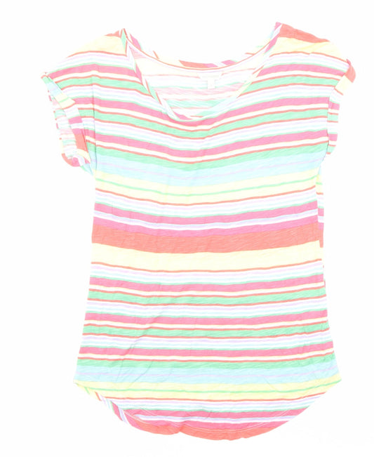 Monsoon Womens Multicoloured Striped Viscose Jersey T-Shirt Size S Boat Neck