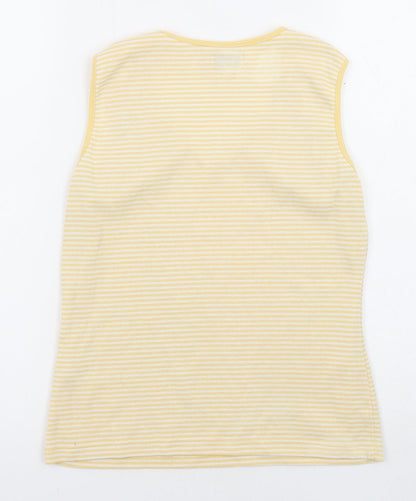 Bonmarché Womens Yellow Striped Polyester Basic T-Shirt Size S V-Neck