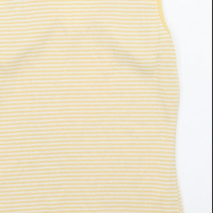 Bonmarché Womens Yellow Striped Polyester Basic T-Shirt Size S V-Neck