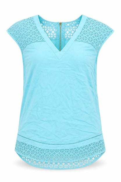 Warehouse Womens Blue Viscose Basic Blouse Size 10 V-Neck
