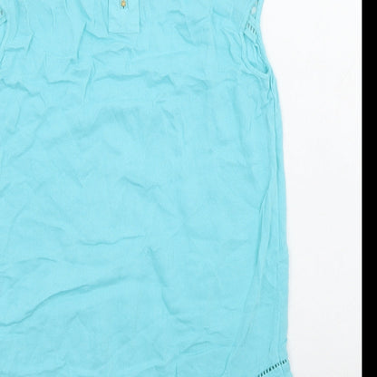 Warehouse Womens Blue Viscose Basic Blouse Size 10 V-Neck