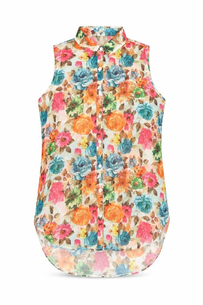 Brave Soul Womens Multicoloured Floral Polyester Basic Button-Up Size XS Collared