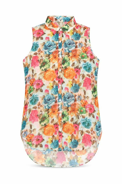 Brave Soul Womens Multicoloured Floral Polyester Basic Button-Up Size XS Collared
