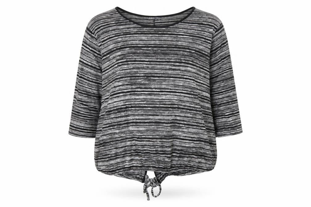 Daisy Eldridge Womens Grey Striped Polyester Jersey T-Shirt Size XL Round Neck