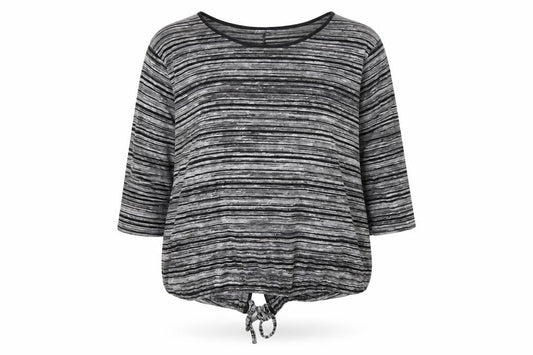 Daisy Eldridge Womens Grey Striped Polyester Jersey T-Shirt Size XL Round Neck