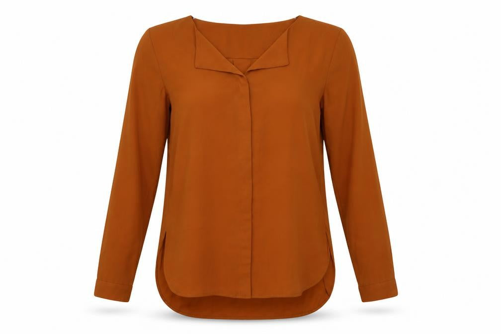 VILA Womens Orange Polyester Basic Blouse Size XS Collared