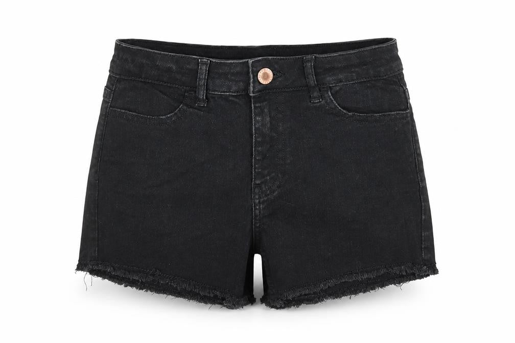 Miss Selfridge Womens Black Cotton Hot Pants Shorts Size 8 L3 in Regular Zip