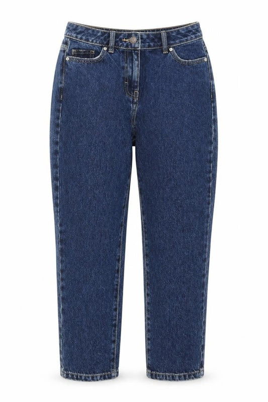NEXT Womens Blue Cotton Mom Jeans Size 6 L23 in Regular Zip